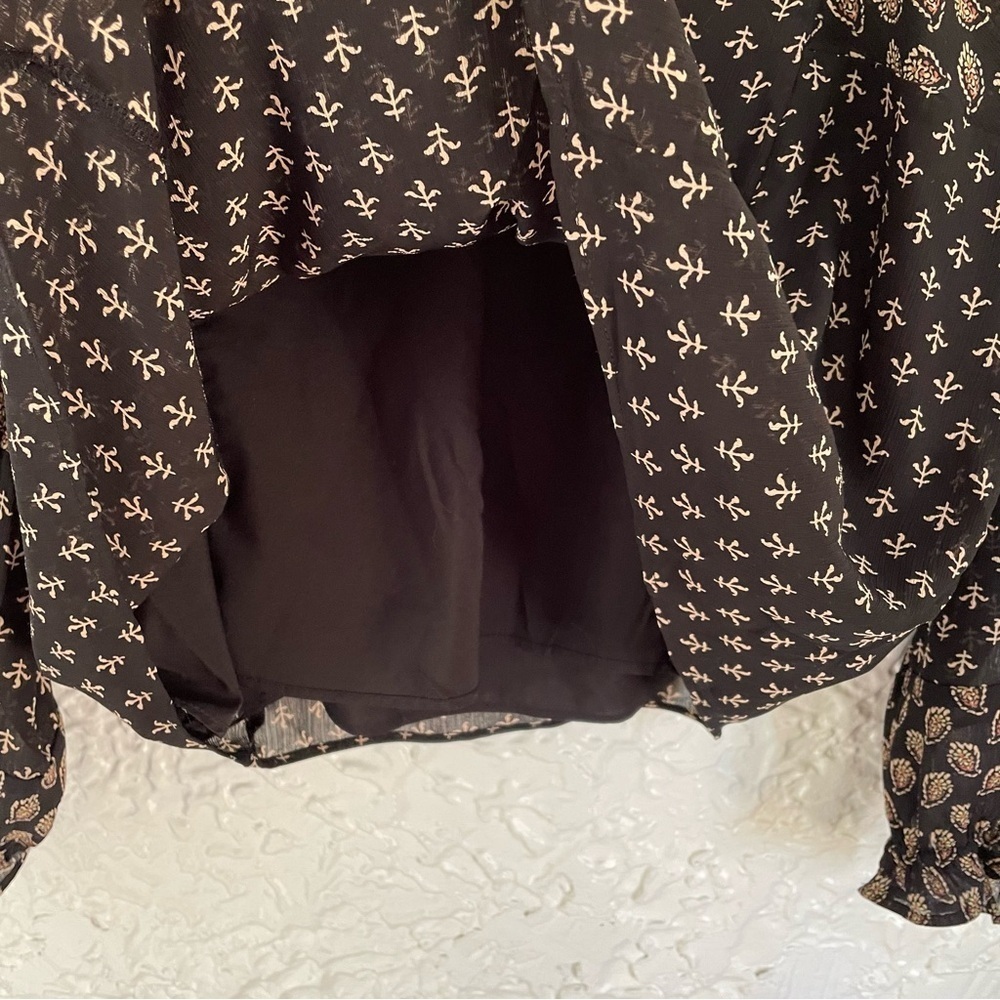 Women’s Madewell Sheer-Sleeve Top in Brushstroke Paisley Mix Size Small Black - Picture 6 of 10
